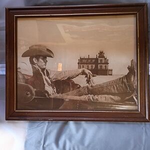 Vintage Western Cowboy Framed Wall Art - Brown Frame